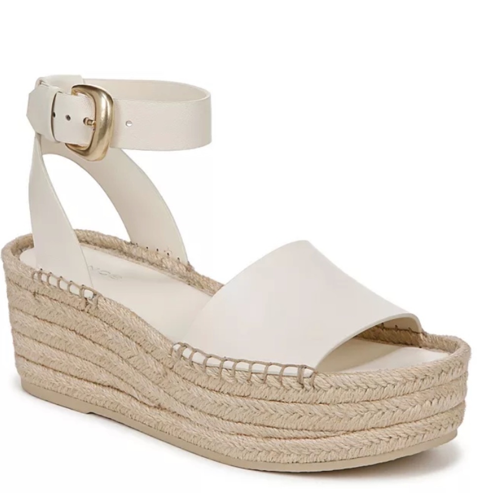 Vince Belisa Square Toe Espadrille Platform Sandals, white leather